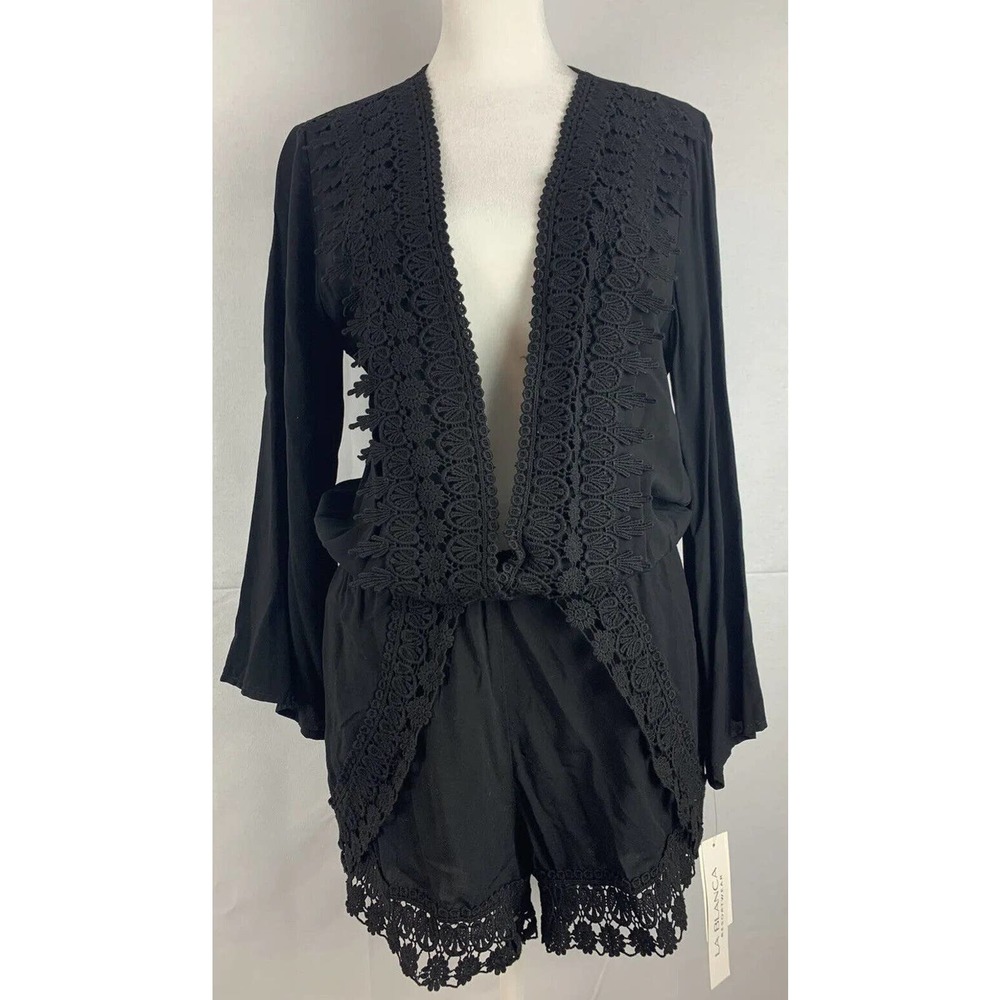 NWT, la blanca resortwear Small black swimsuit romper cover up, NEW Boho
